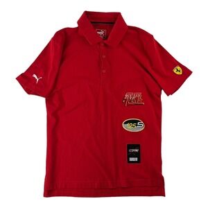 Puma X Ferrari Red Short Sleeve‎ Cotton Polo Shirt Mens Size Small S